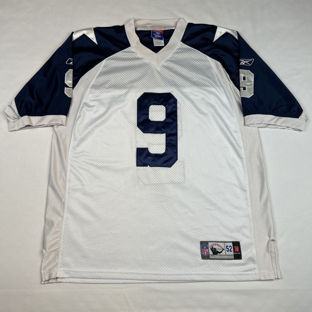 Reebok Dallas Cowboys Tony Romo #9 Sz 52 Throwback Jersey NFL White Throwbacks